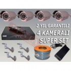 GÜVENLİK KAMERA SET 4 LÜ PAKET 4KANAL KAYIT CİHAZI